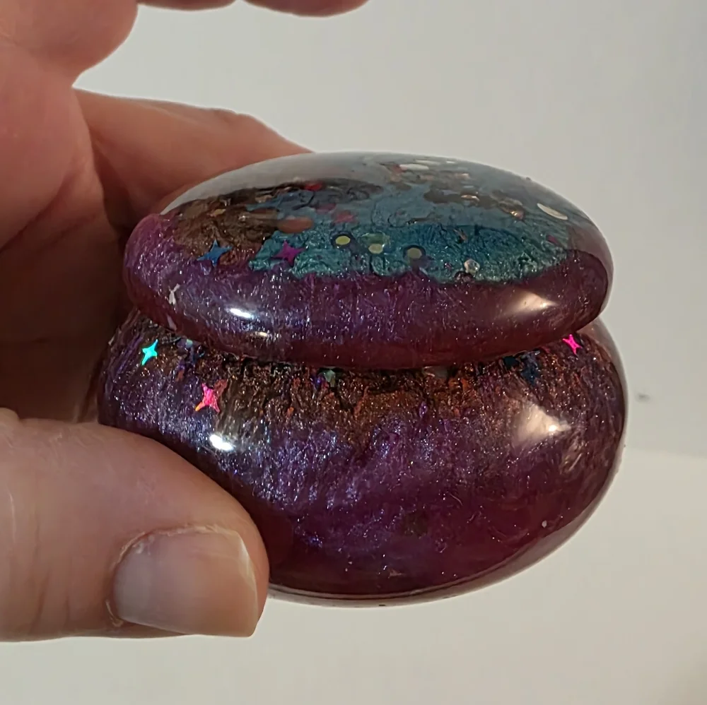Hand Crafted Resin Ring Trinket Box Glittery
